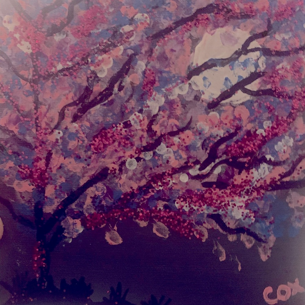 Mini cherry tree acrylic painting 6”X6”